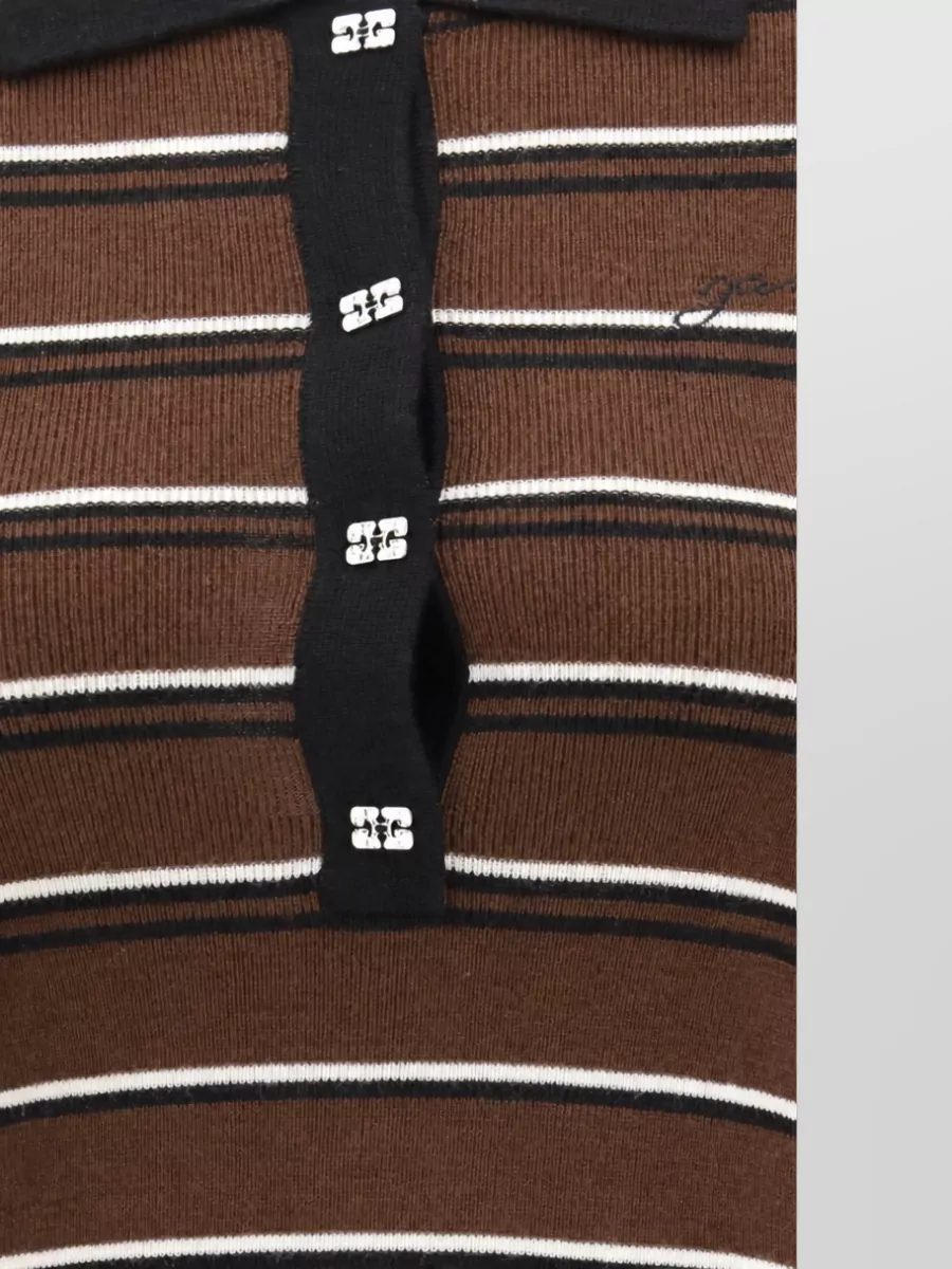 Ganni Striped Wool Polo Mini Dress