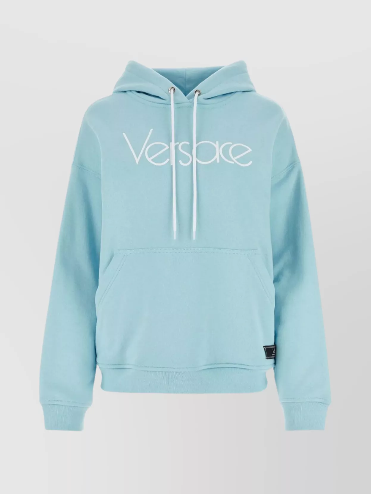 Shop Versace Cotton Drawstring Hooded Sweatshirt In Pastel