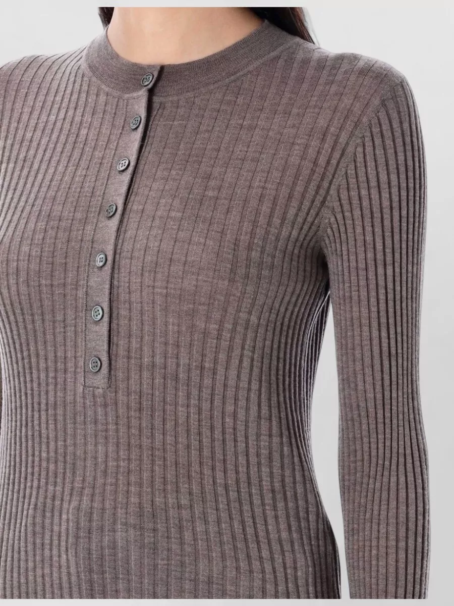 Soeur Merino Wool Ribbed Long-Sleeve Sweater