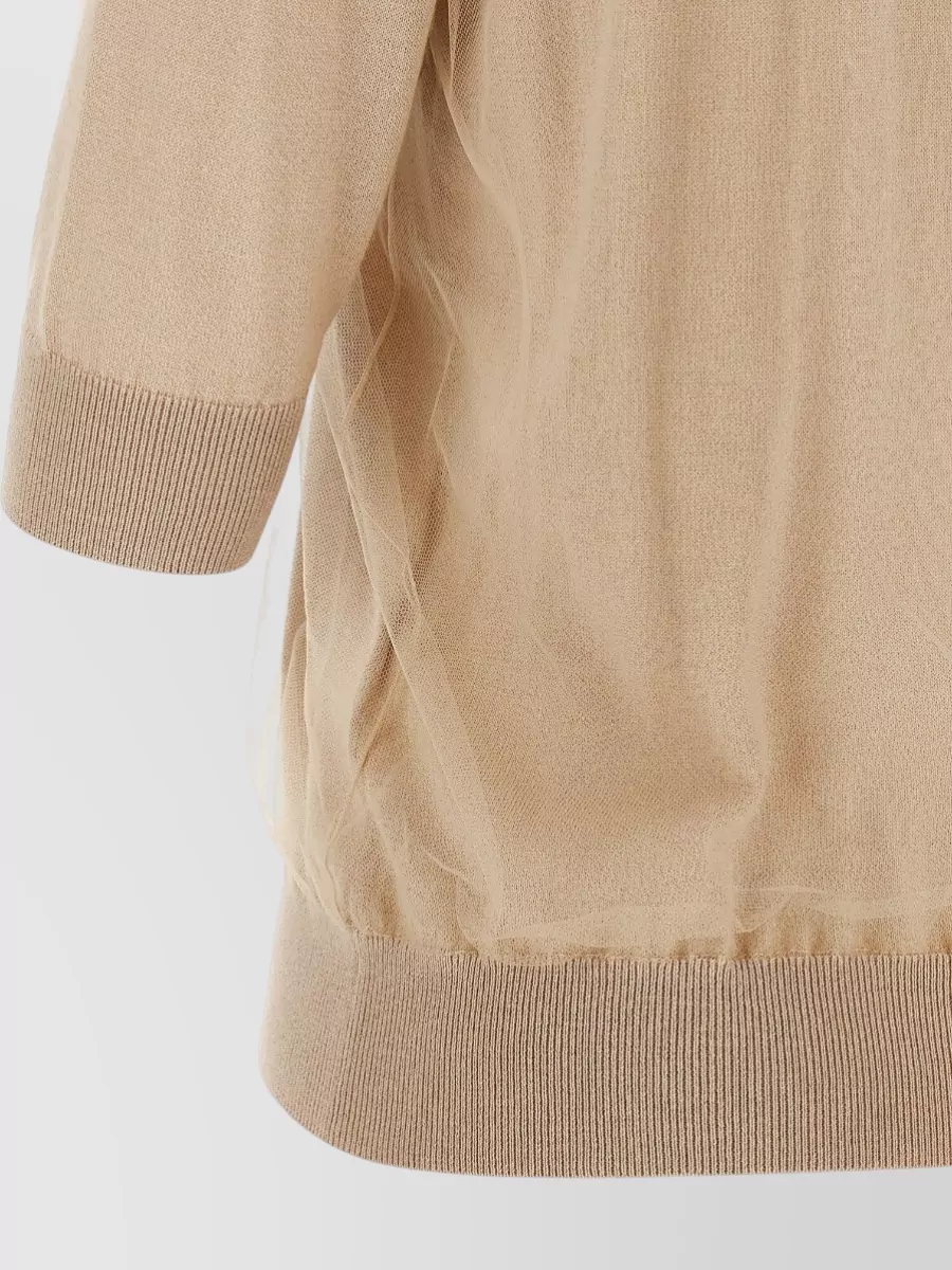 Fabiana Filippi Layered Knit Sweater V Neckline