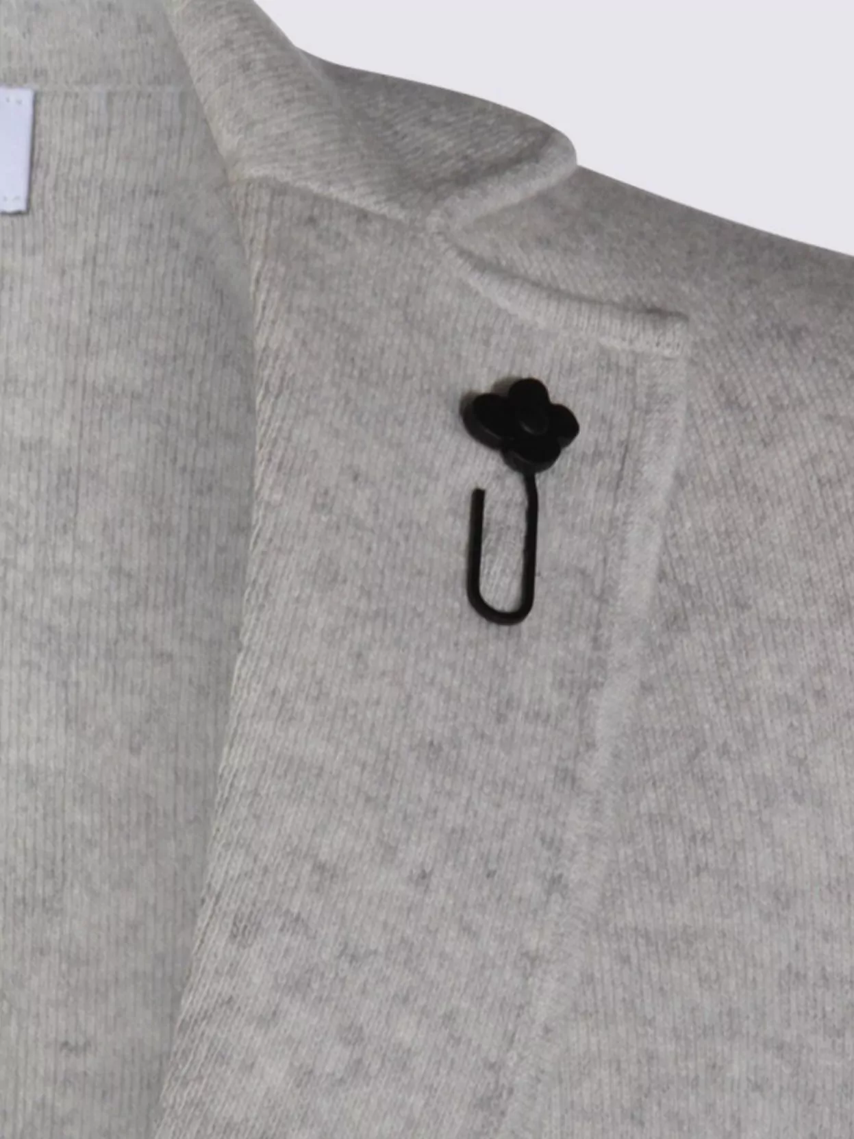 Lardini Crewneck Sweater With Notch Lapel And Patch Pockets In Gray