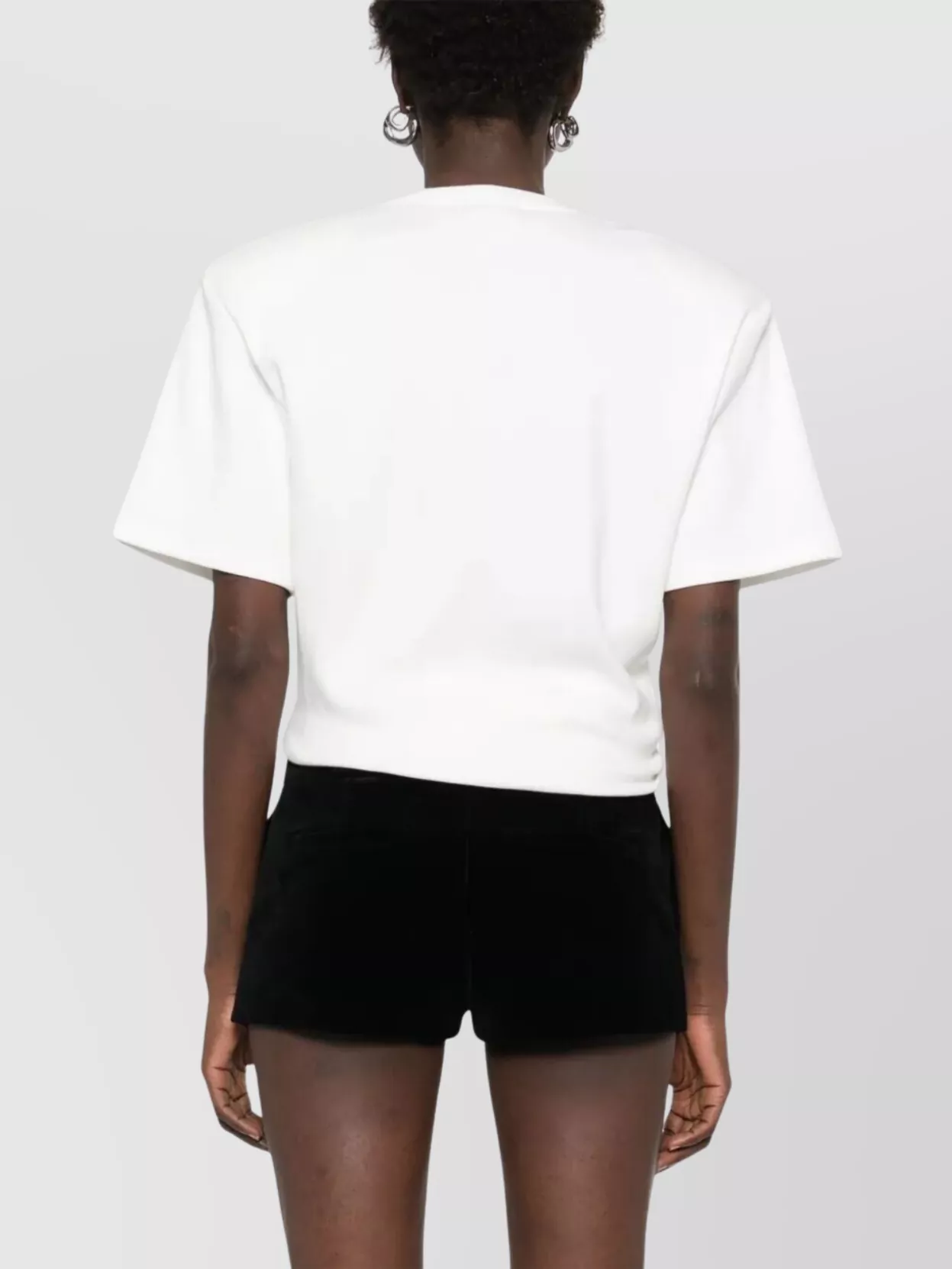 Magda Butrym Front Knot Short Sleeve Crop Top In White