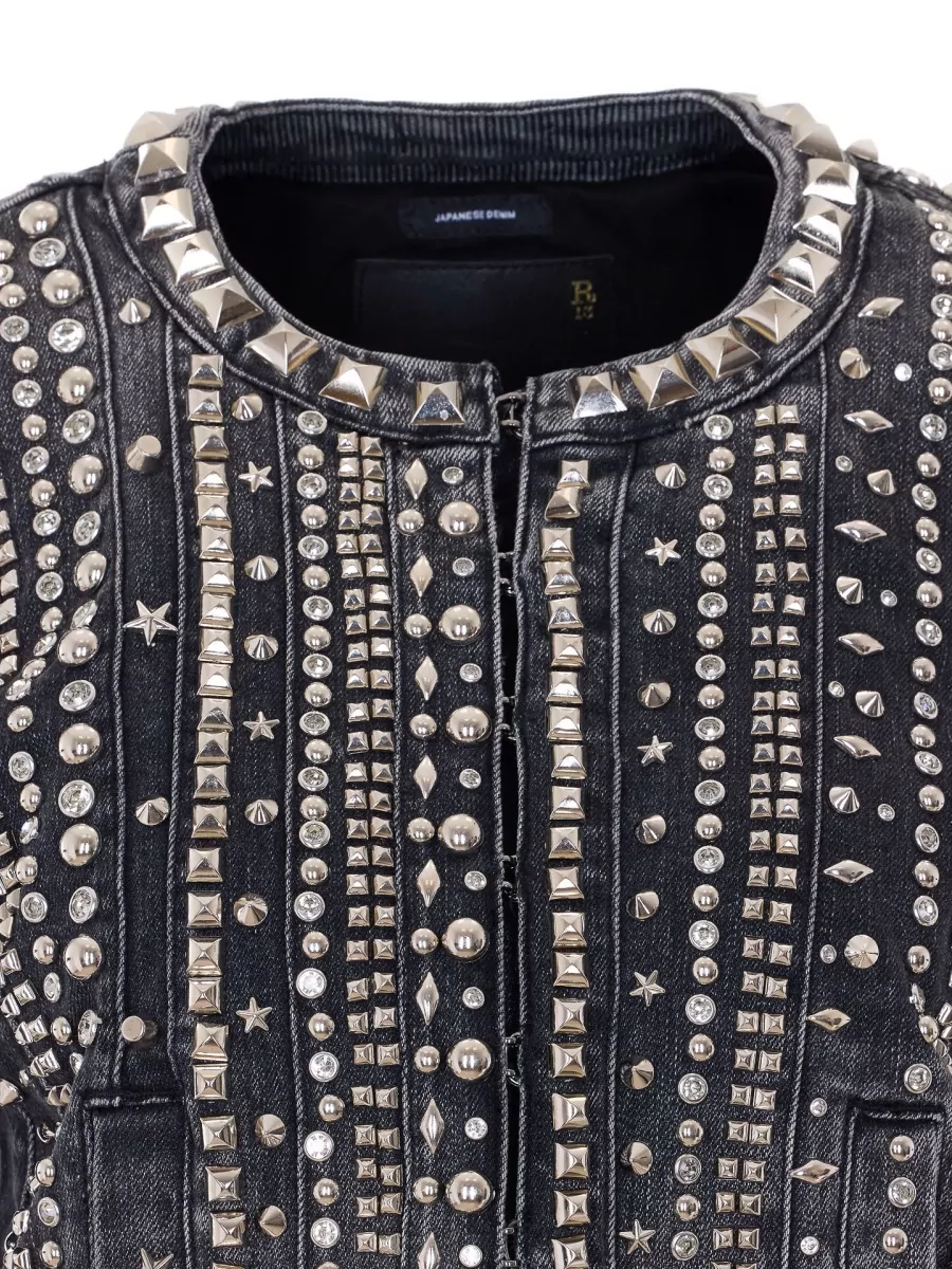 R13 Studded Single-Breasted Denim Jacket