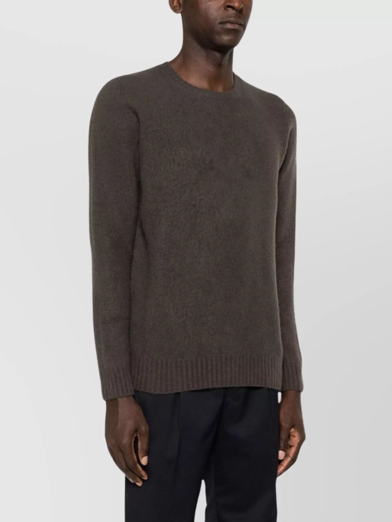 Drumohr Charcoal Grey Long Sleeve Crew Neck Sweater In Black