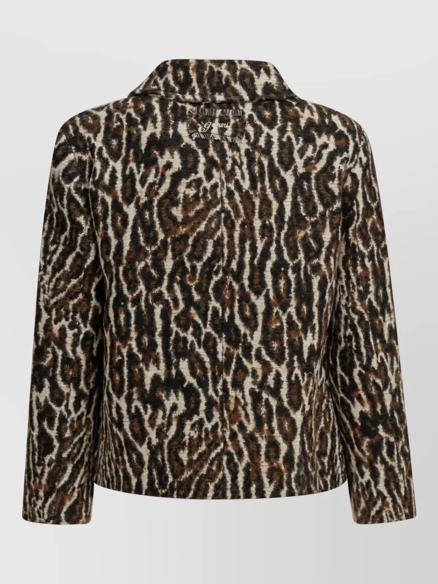 Ganni Leopard Single-Breasted Coat