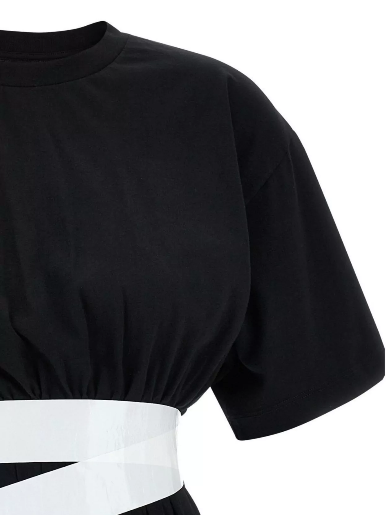 Mm6 Maison Margiela Belted Crew Neck Dress With Elastic Waistband