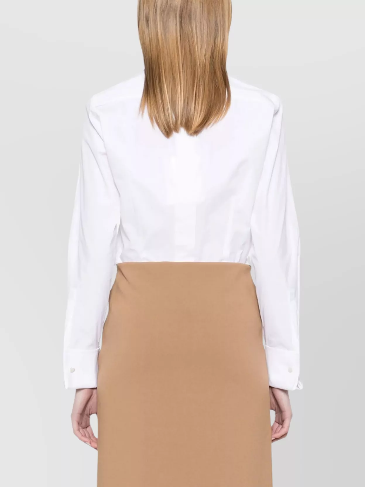 Max Mara Fitted Waist Long Sleeve Top With Collar In White