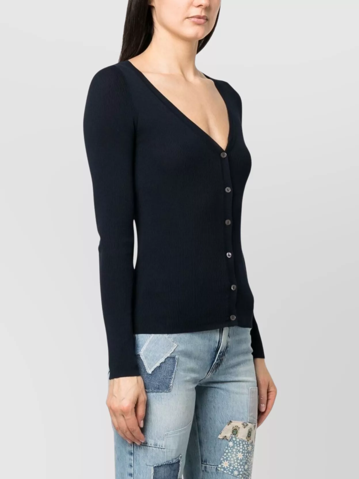 P.a.r.o.s.h Parosh Ribbed Knit Sweater With Plunging V-neck And Button Placket
