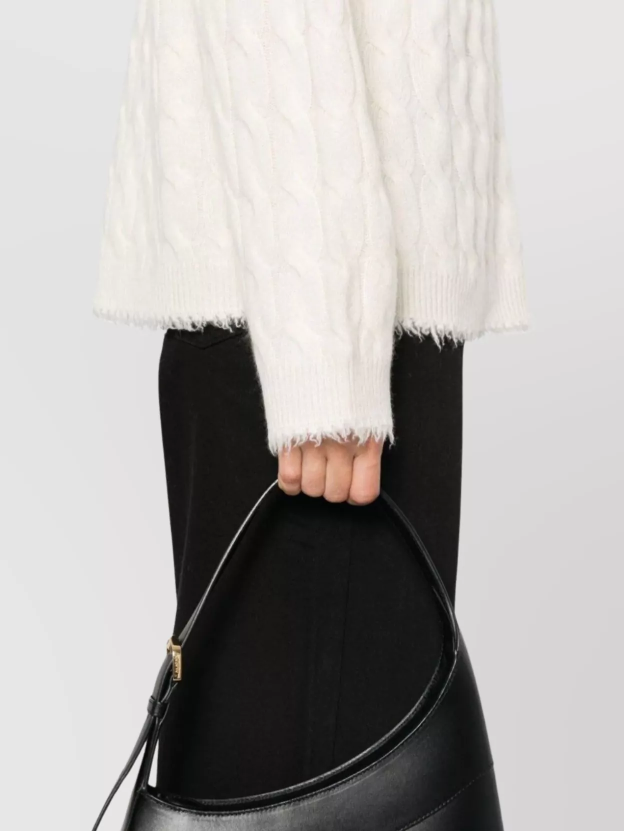 Re/Done Cable Knit Cashmere V-Neck Sweater