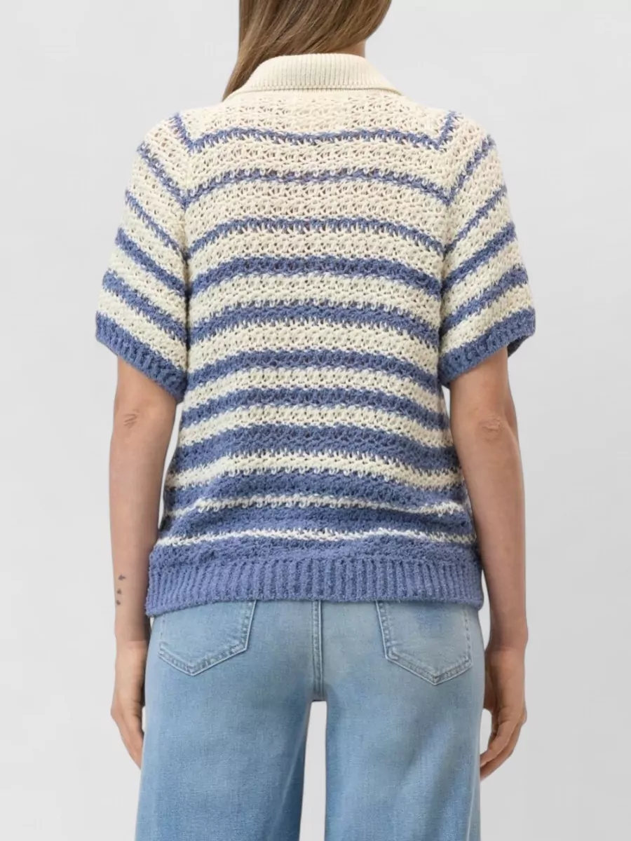 Closed Striped Short-Sleeve Cardigan