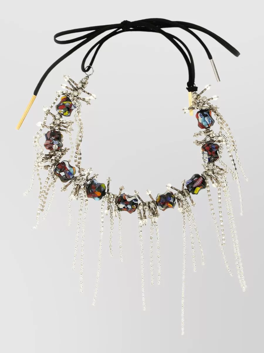 Dries Van Noten crystal fringe statement necklace