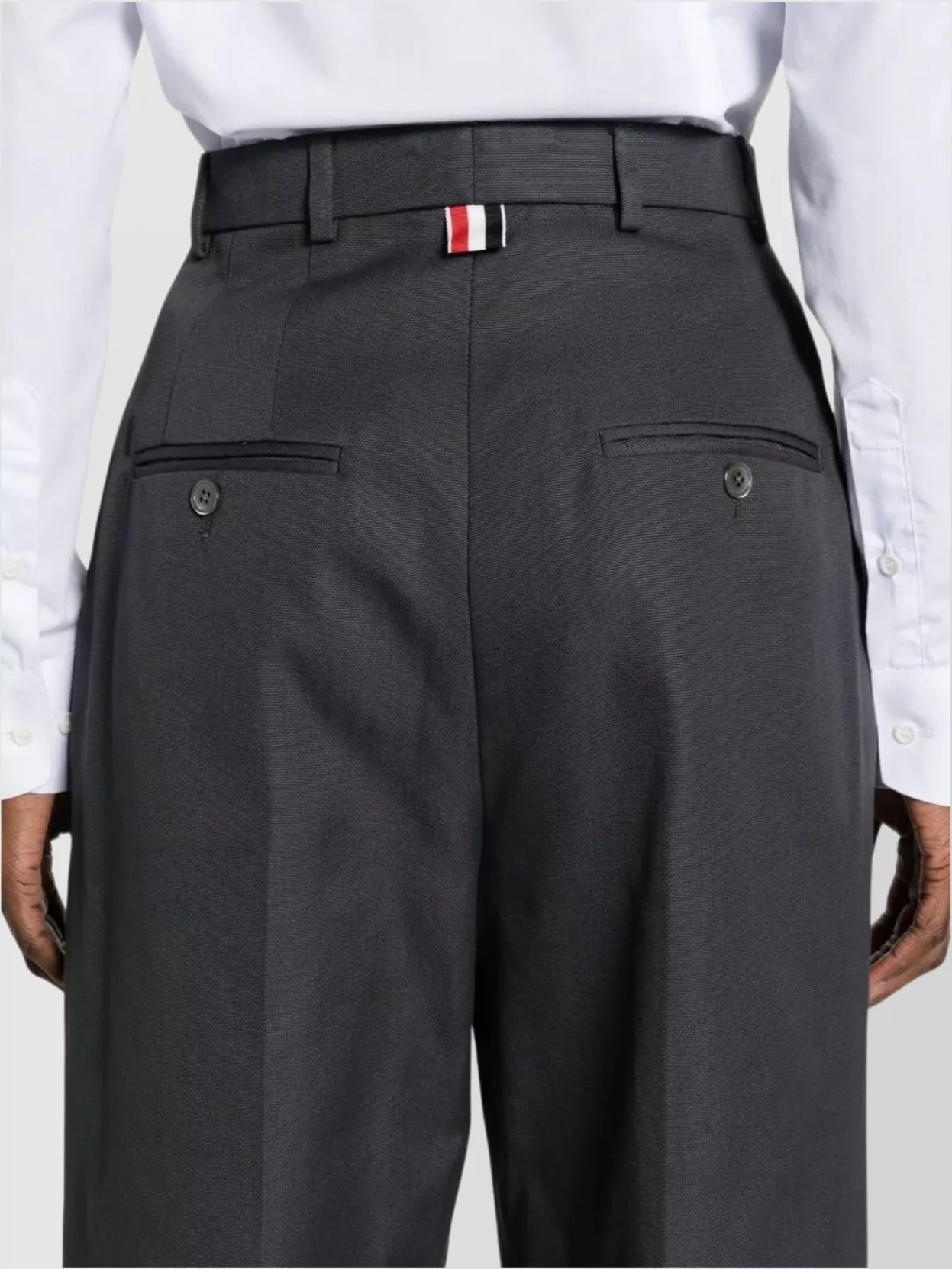 Thom Browne High-waisted Canvas Trousers In Black