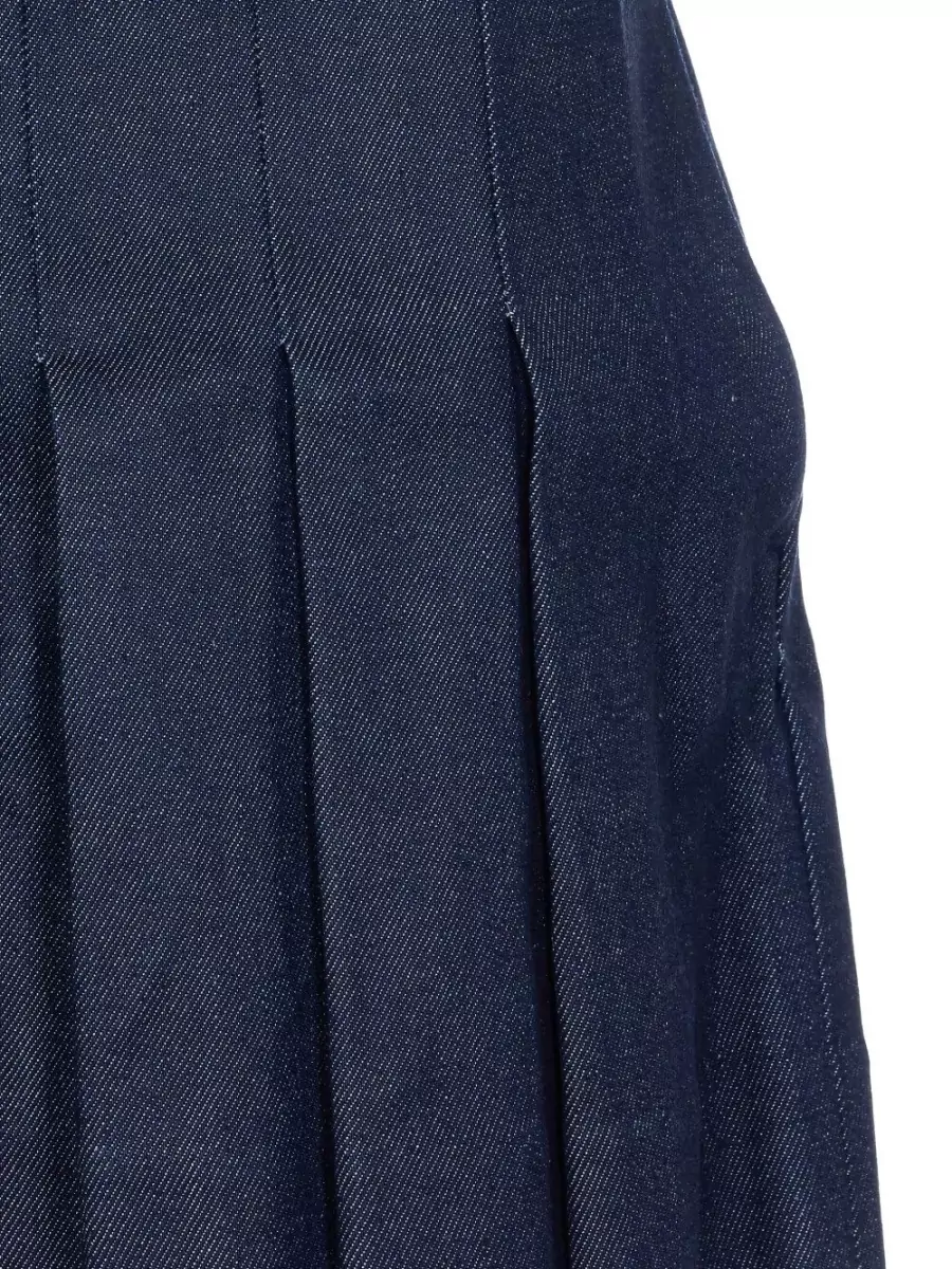 A.p.c. Pleated Mini Skirt Contrast Stitching Pockets