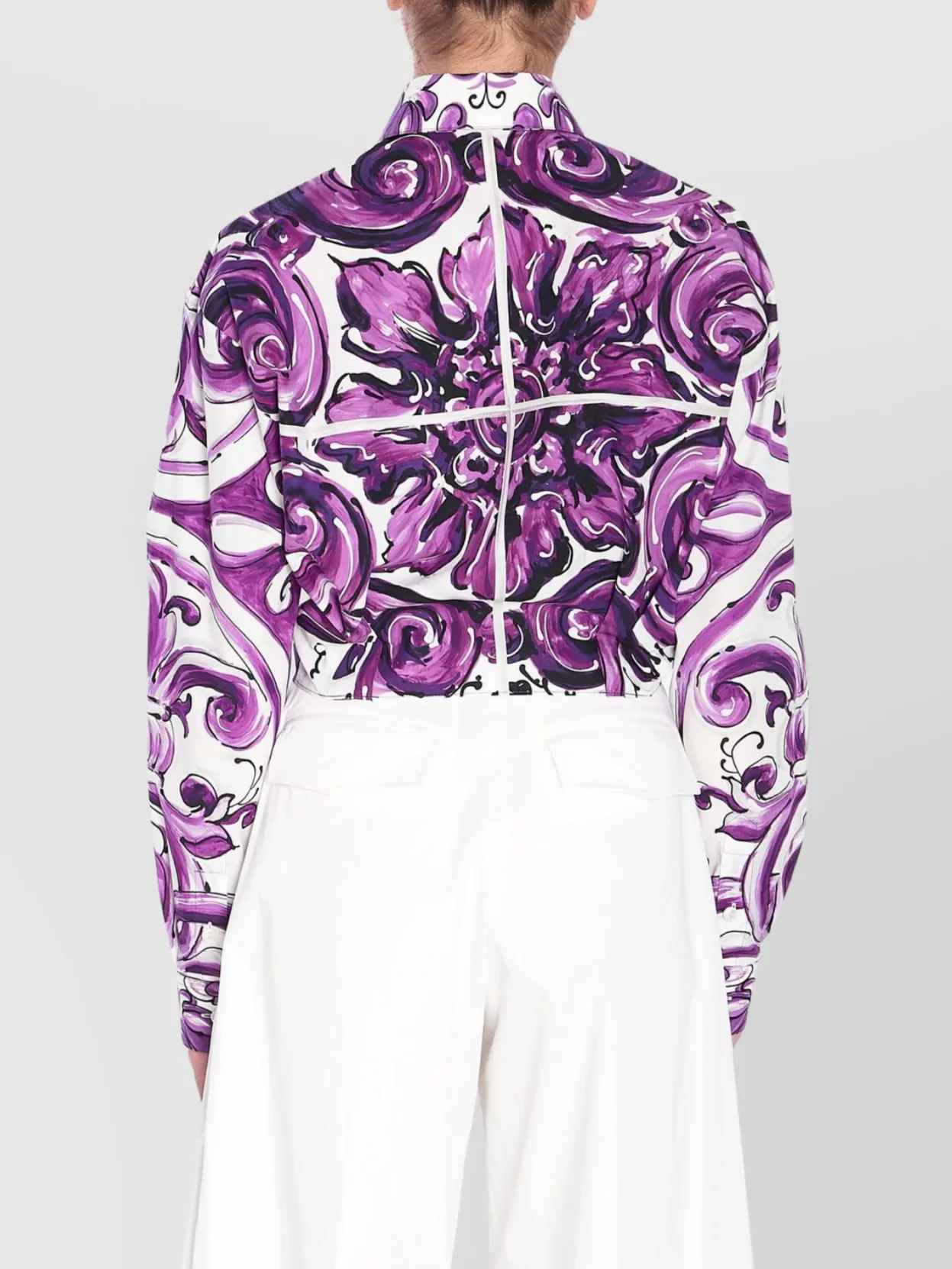 Dolce & Gabbana Maiolica Print Poplin Shirt Shirts Violet In Purple