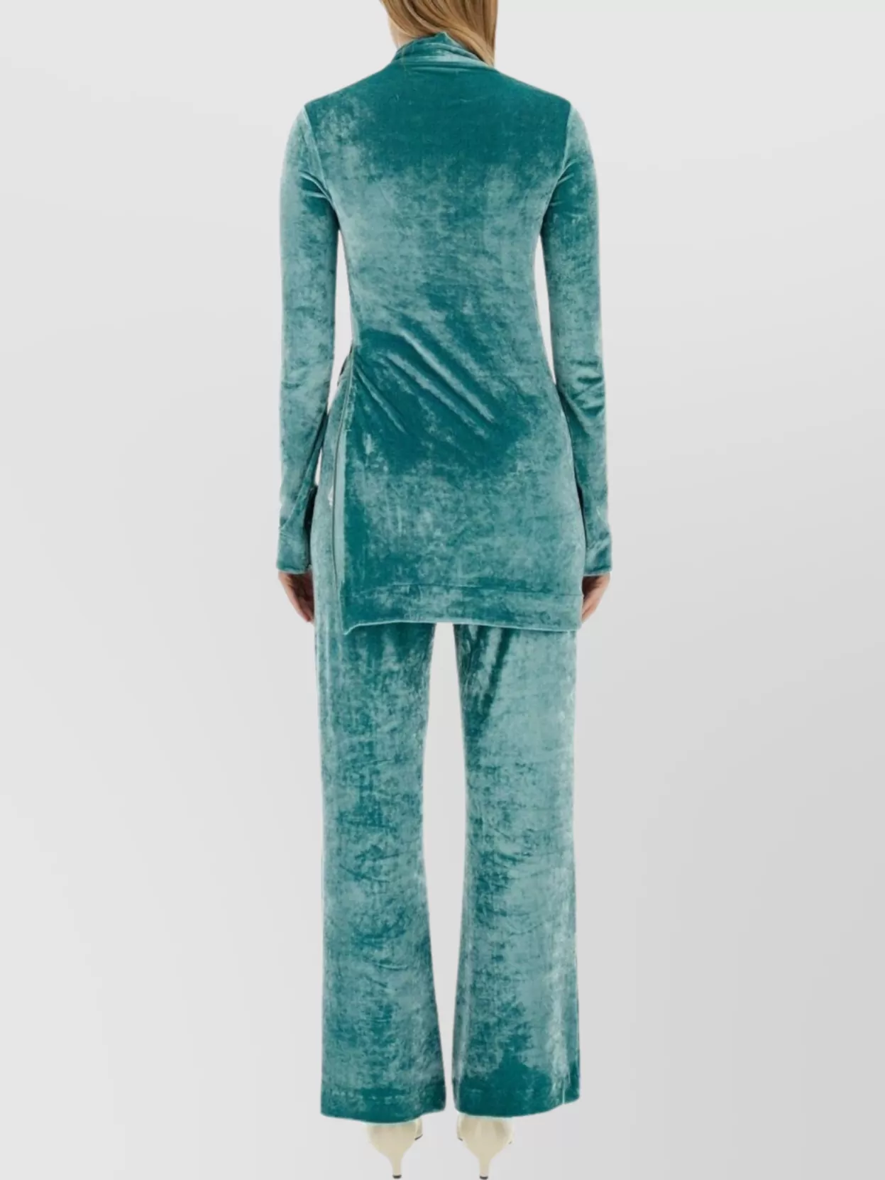 Shop Jil Sander Velvet Turtleneck Slim Fit Side Slit Top