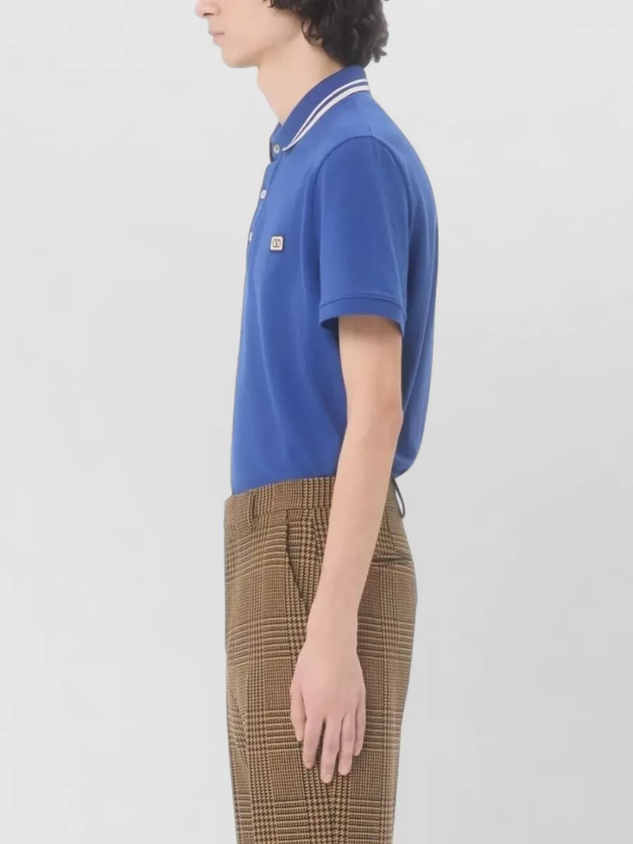 Valentino Garavani Cotton Piqué Polo Shirt Vlogo Patch