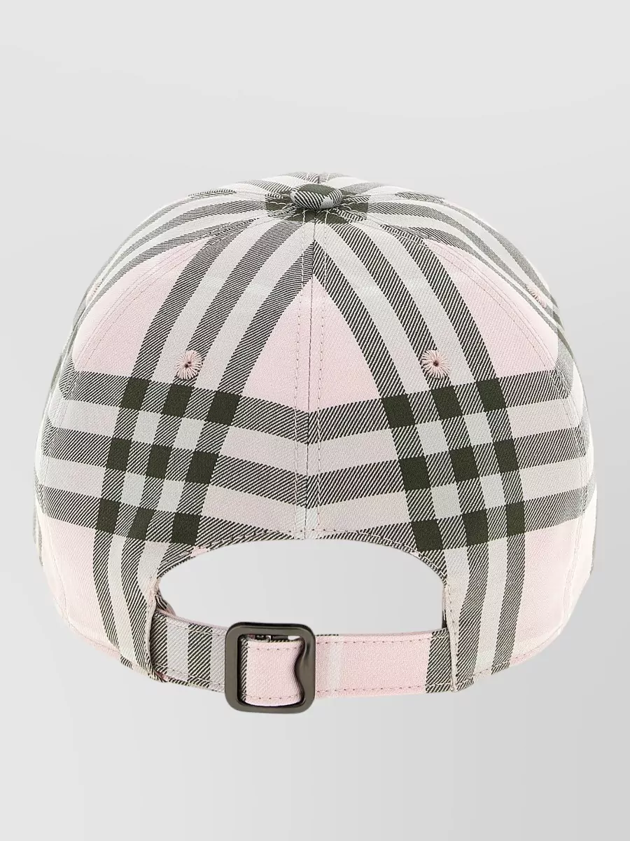 Burberry Check Pattern Cap Featuring Curved Brim In Pink