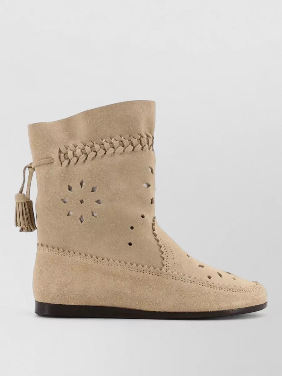 Isabel Marant Suede Perforated Tassel Knee-High Boots