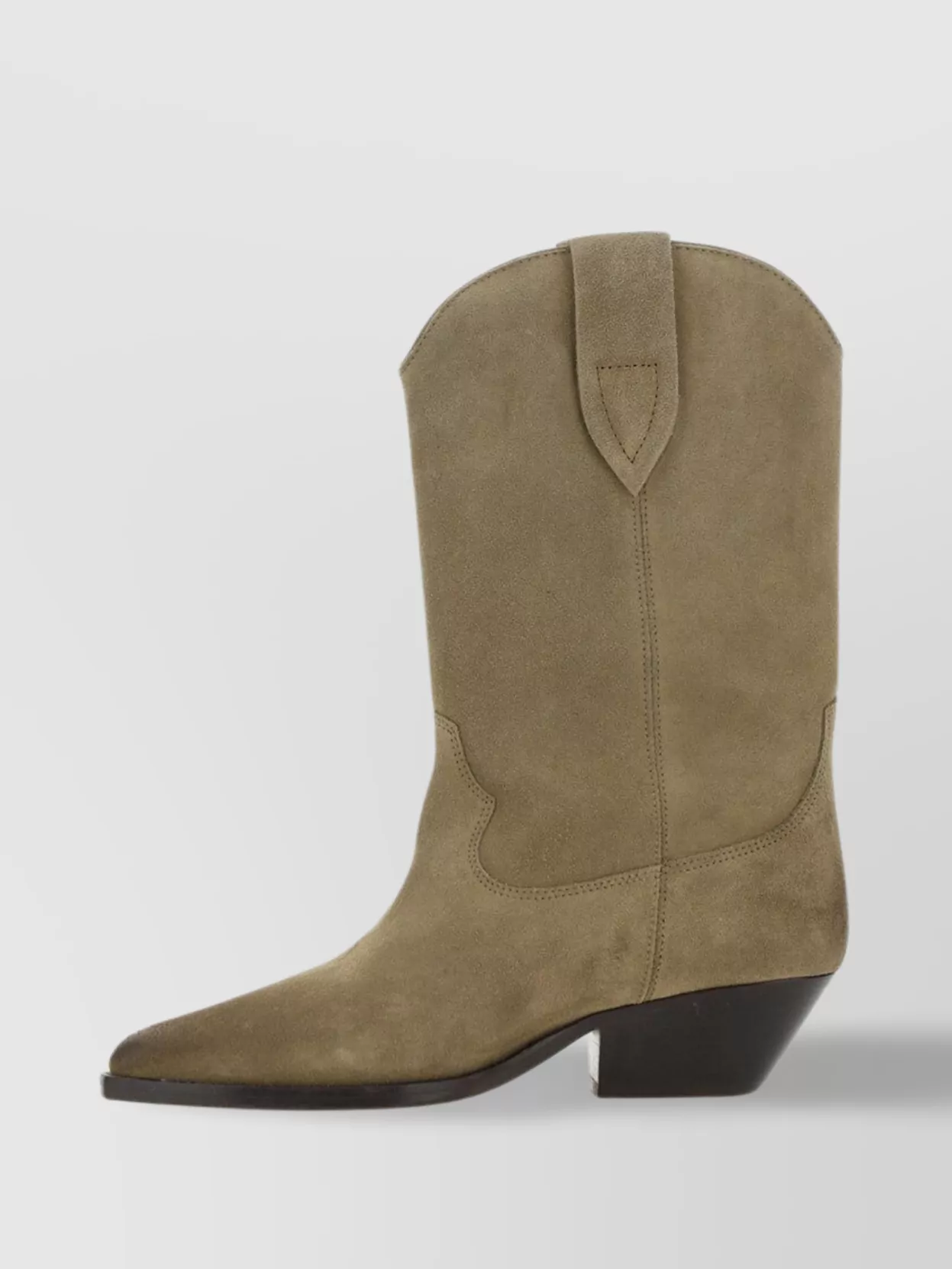 Shop Isabel Marant Mid-calf Pointed Toe Stacked Heel Boots