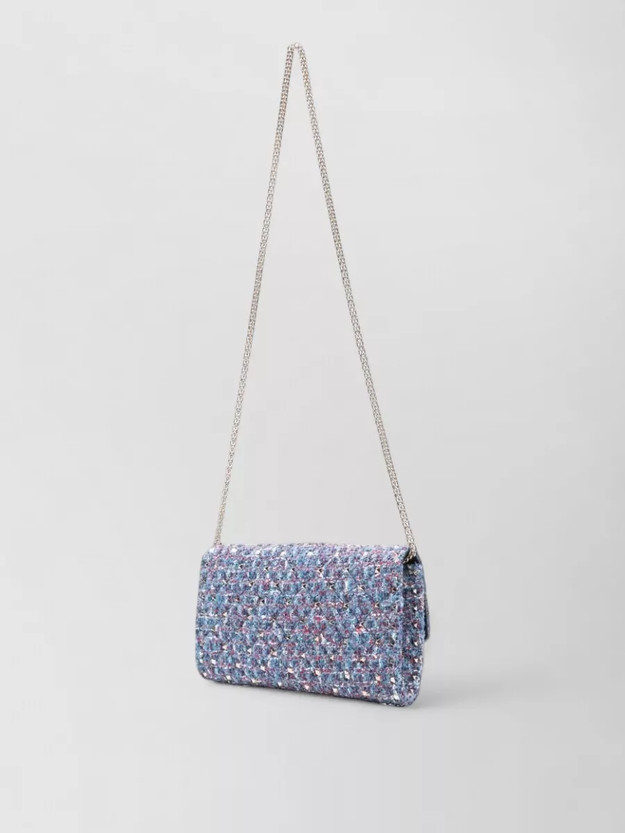 Valentino Garavani Rockstud Spike Tweed Clutch Bag