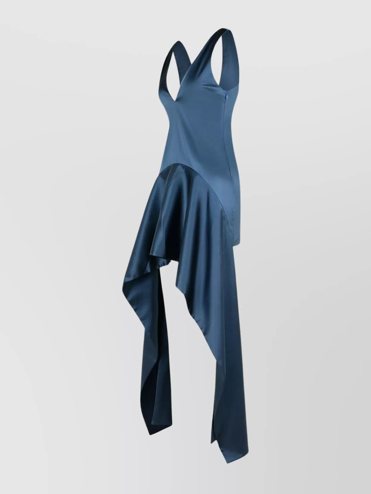 Jw Anderson Draped Satin V-Neck Dress With Asymmetric Hem