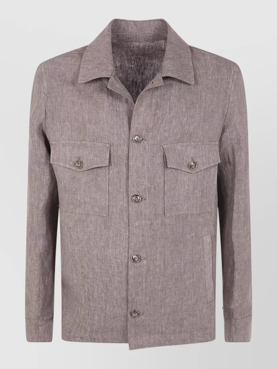 Barba Napoli linen single-breasted coat