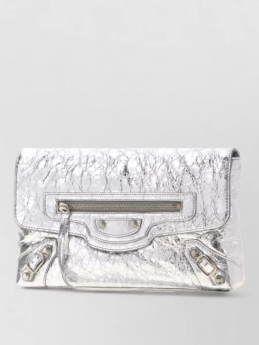 Balenciaga Leather Le City Clutch Studded Strap
