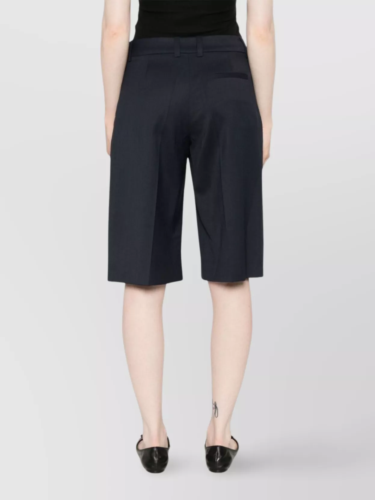 The Frankie Shop Bilbao Wool Blend High Waist Shorts In Blue