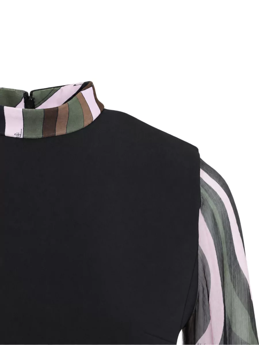 Pucci Printed Collar Long-Sleeve Mini Dress