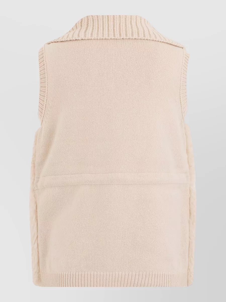 Moncler Wool Cashmere Sleeveless High Neck Cardigan