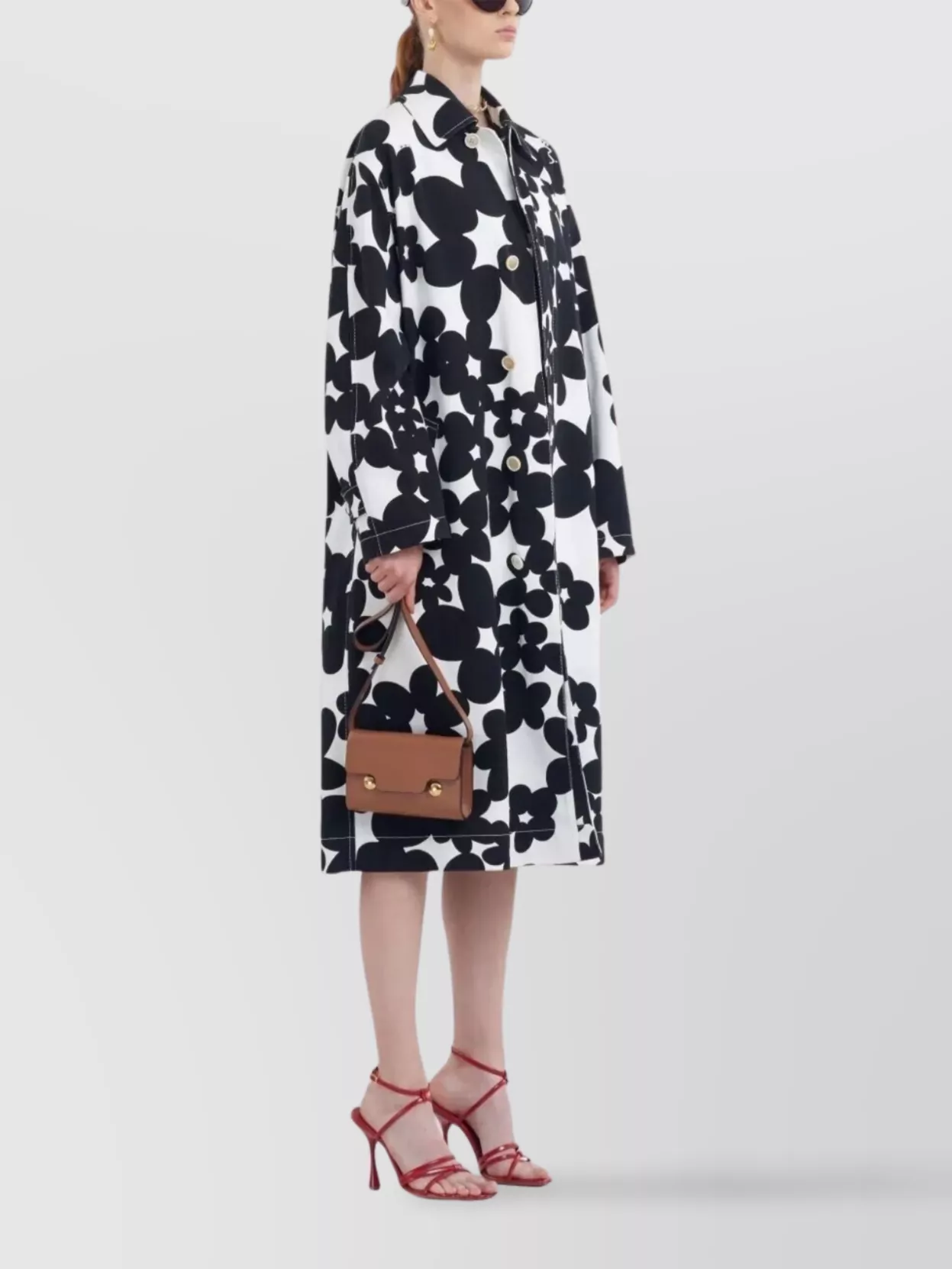 Marni Floral Patterned Long Collared Dustercoat In Multi