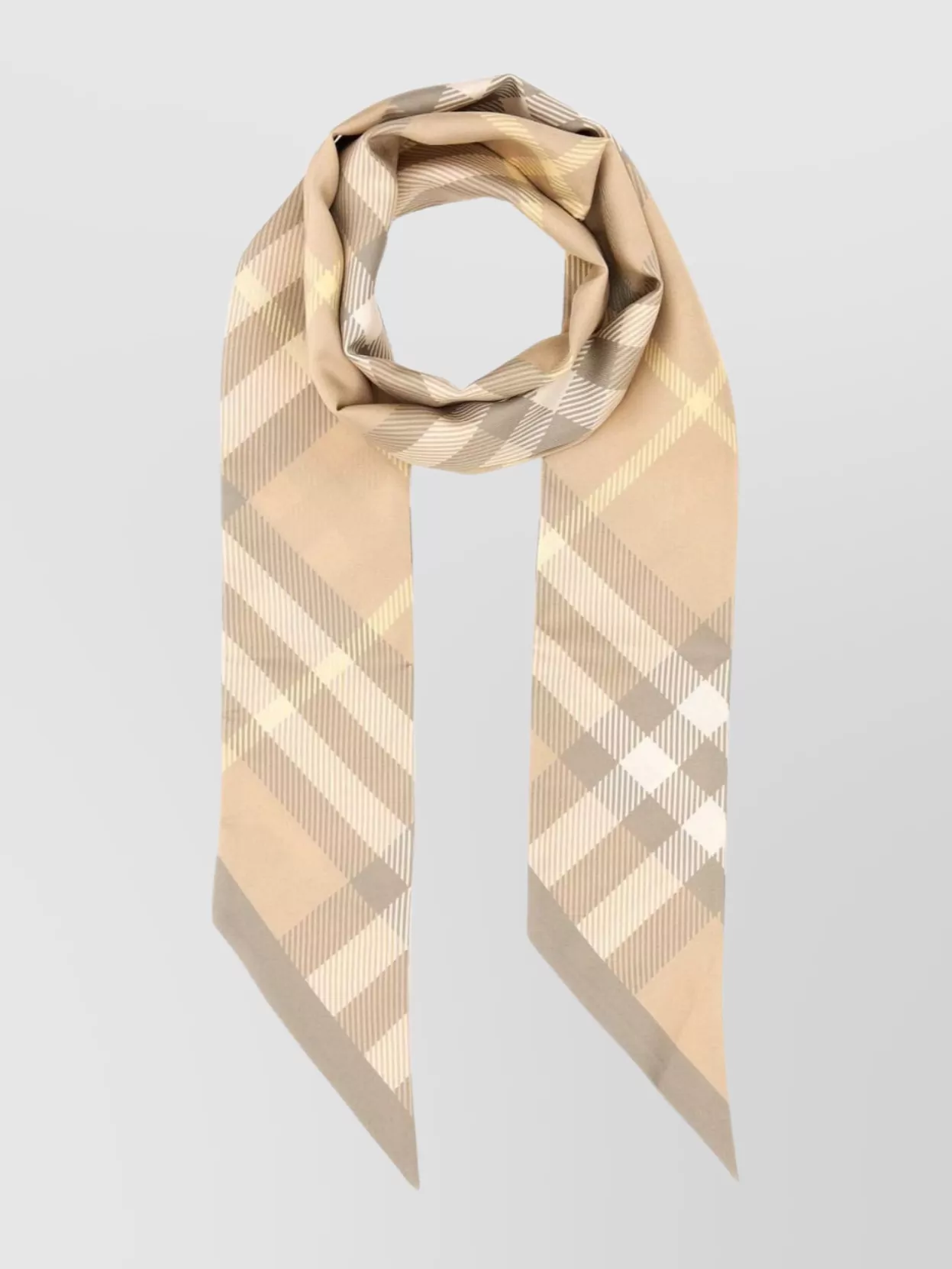 Shop Burberry Silk Foulard With Checkered Design And Fringed Edges