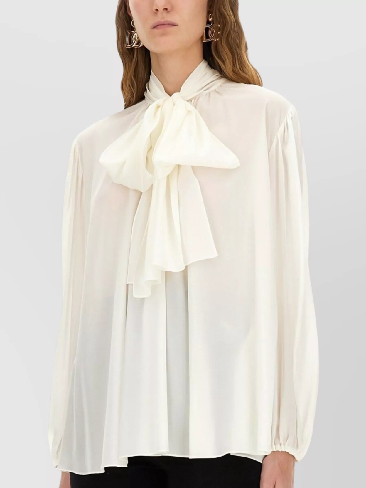 Dolce&Gabbana Long Sleeve Top With Bow And Pleats