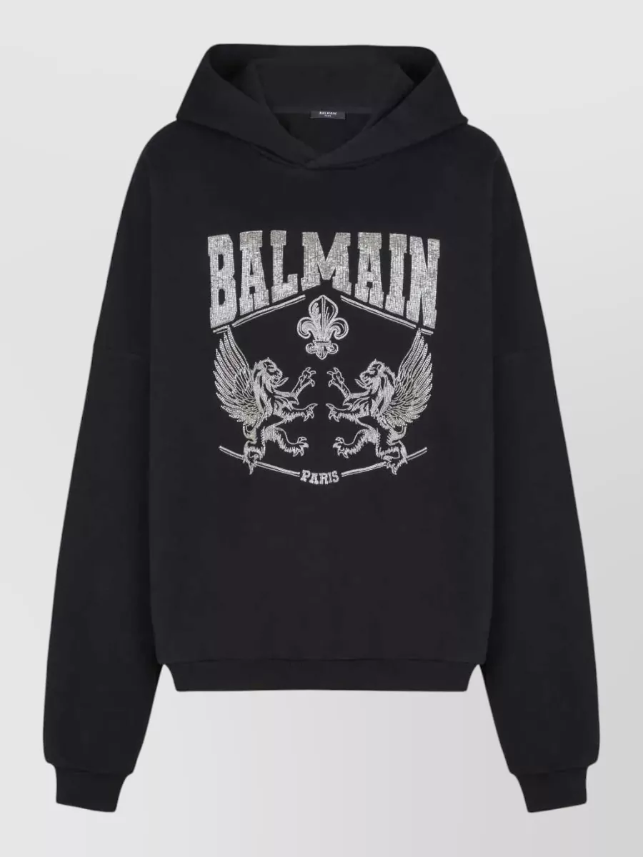 Balmain crystal embellished cotton hoodie