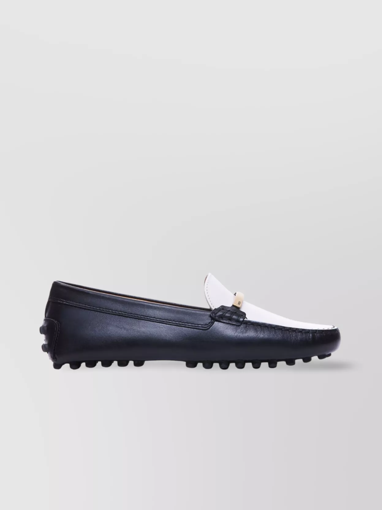 Tod's Leather Loafers Metal Accent Two-Tone Design