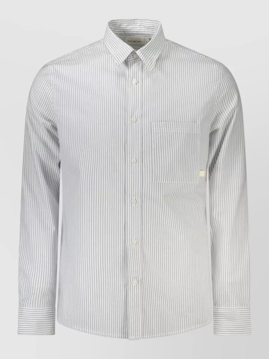 Calvin Klein striped slim-fit cotton shirt