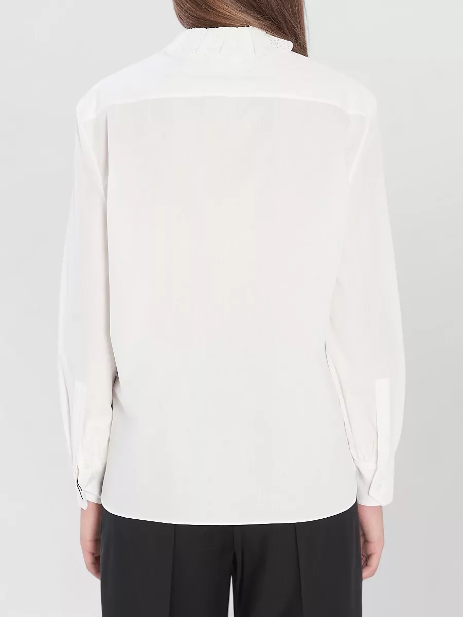 Saint Laurent Cotton Poplin Shirt Lace Collar Cuffs