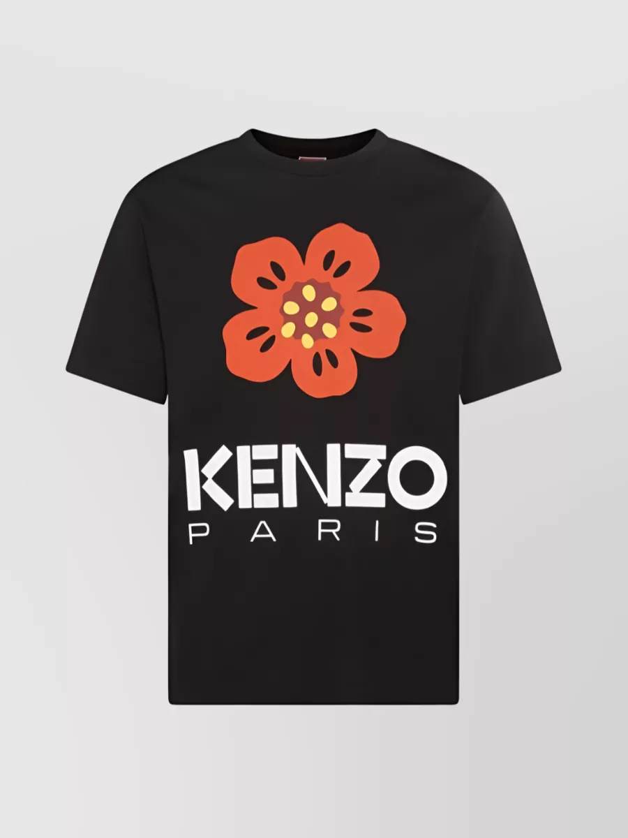 Shop Kenzo Boke Flower Logo Print Cotton T-shirt In Black