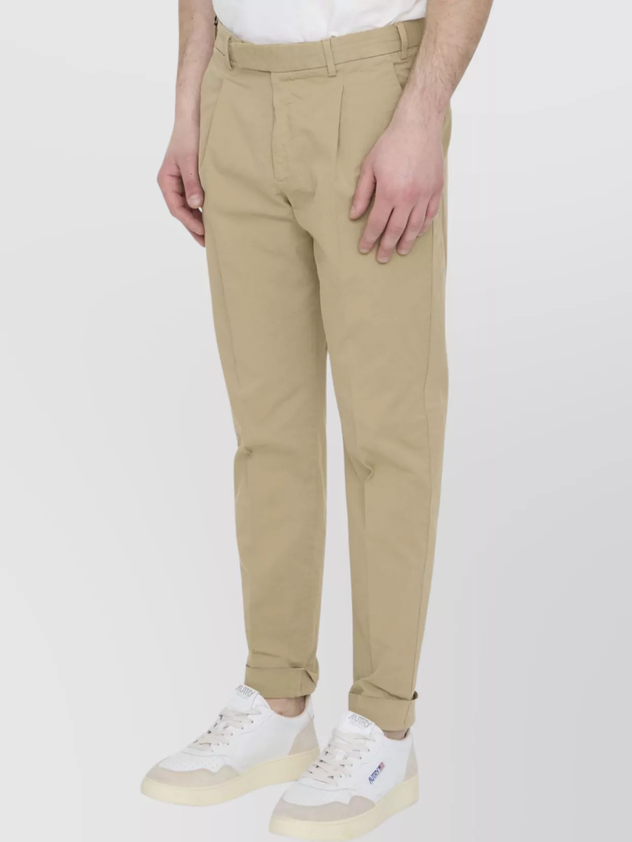 Pt Torino Beige Cotton Trousers In Neutral