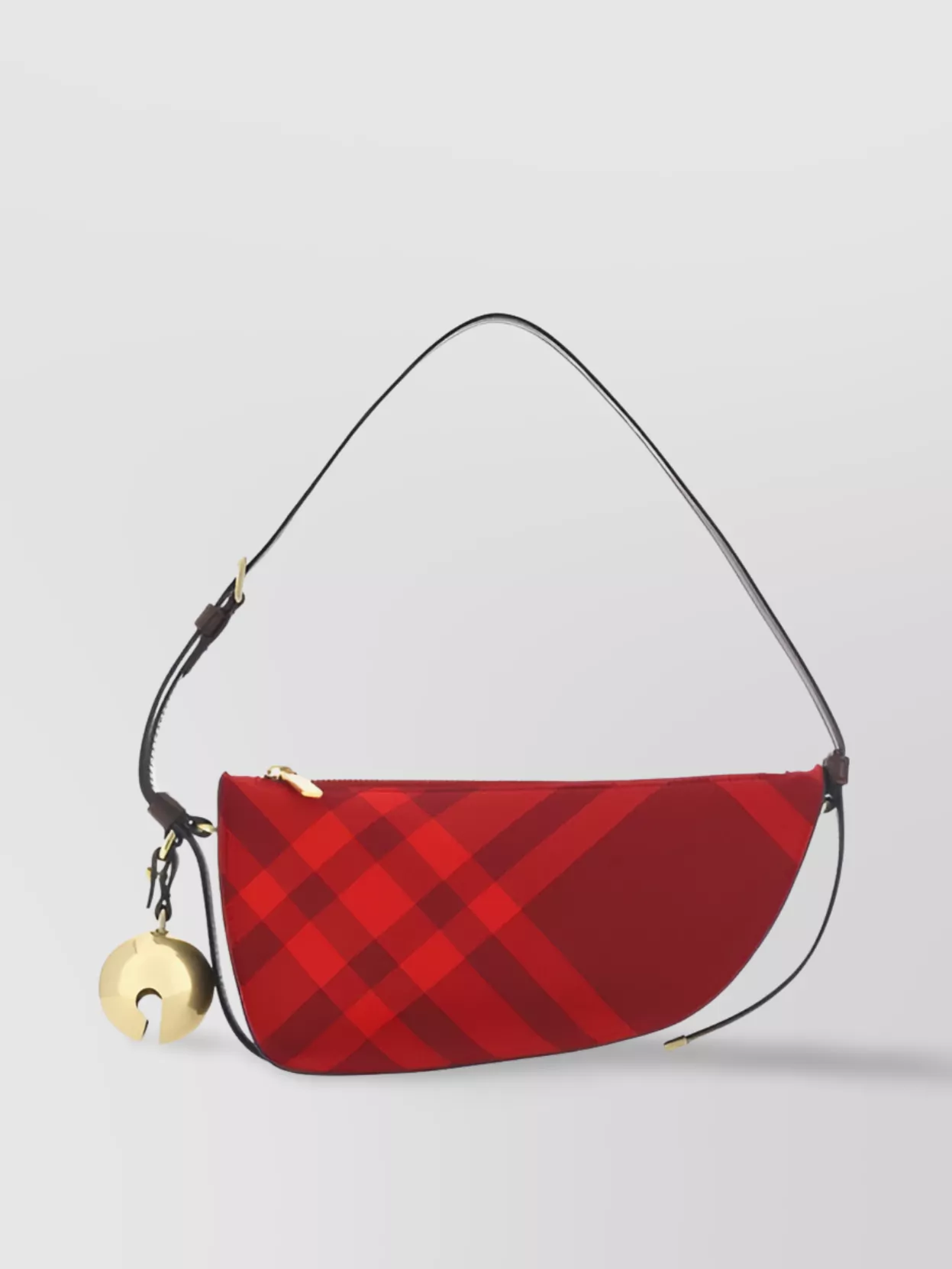 Shop Burberry Leather Shield Shoulder Bag With Bell Pendant