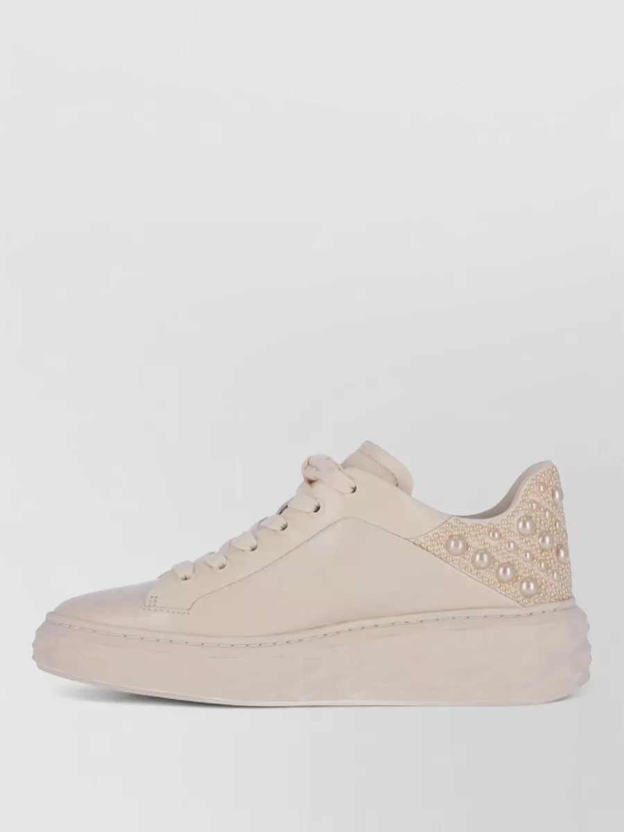 Jimmy Choo Leather Low Top Lace Up Sneakers