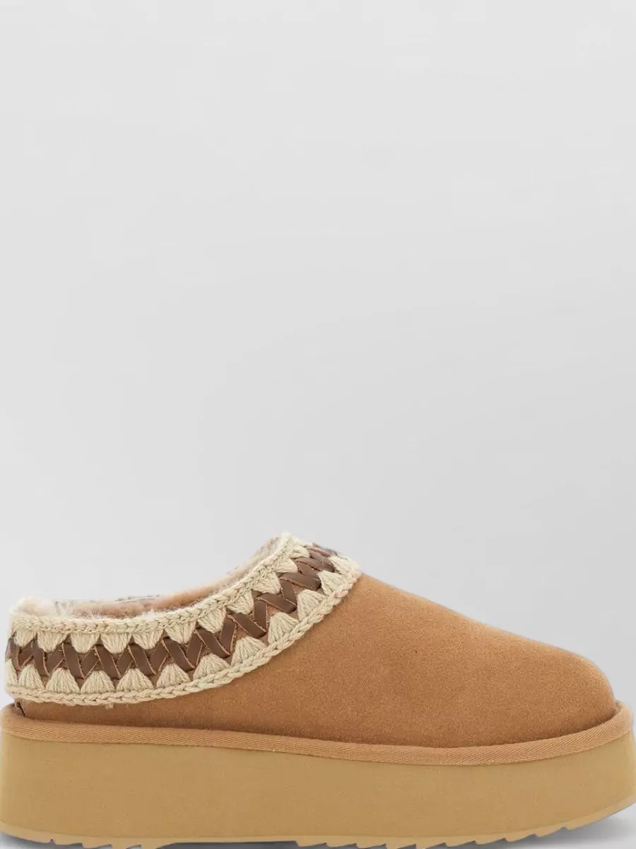 Mou Suede Platform Clog Mules