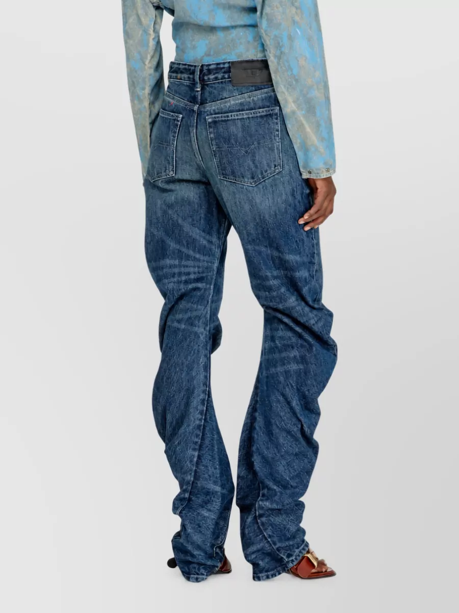 Diesel Cotton Faded Distressed Tapered Jeans