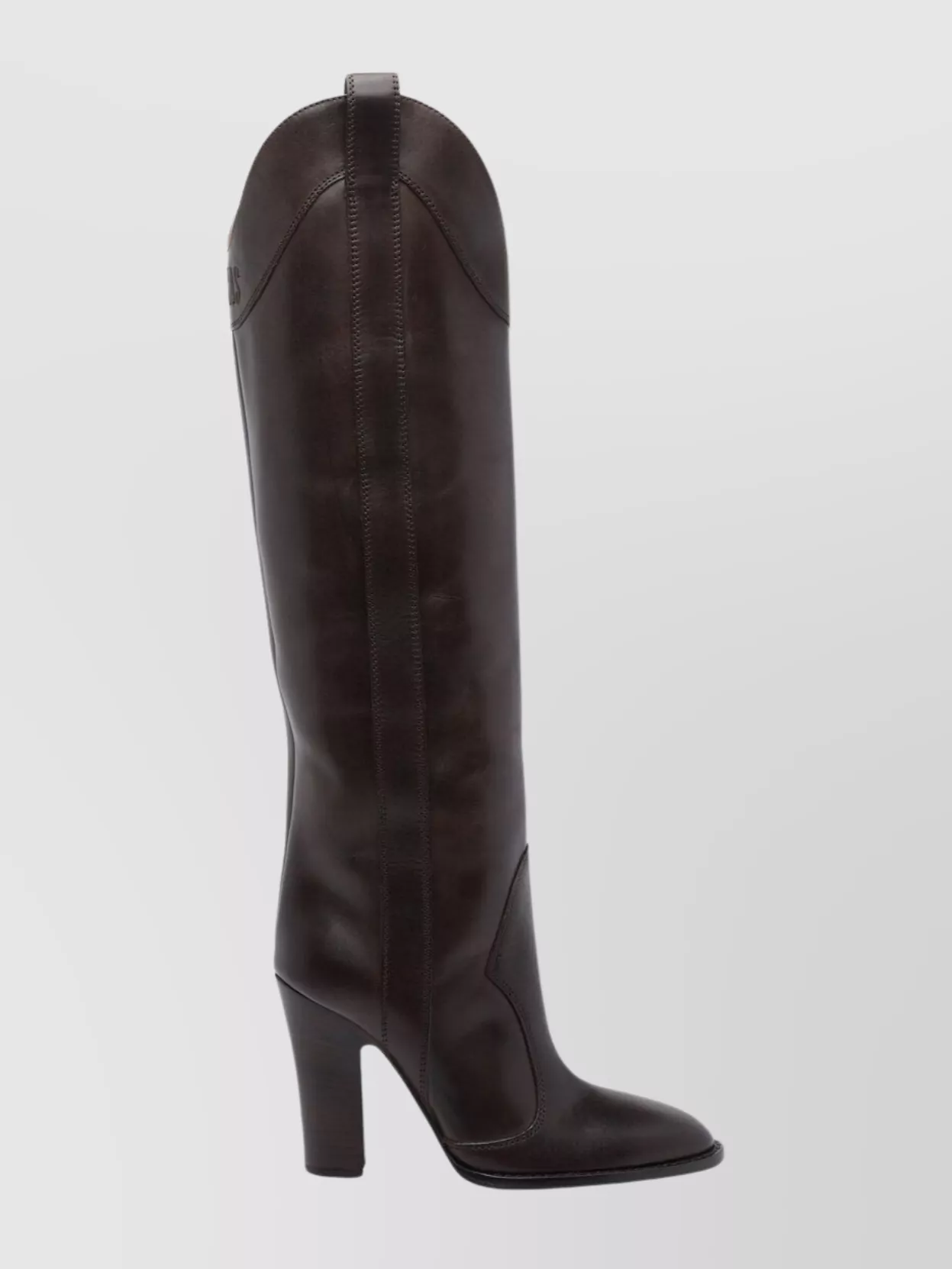 Paris Texas Tall Leather Ankle Boots With Block Heel In Brown