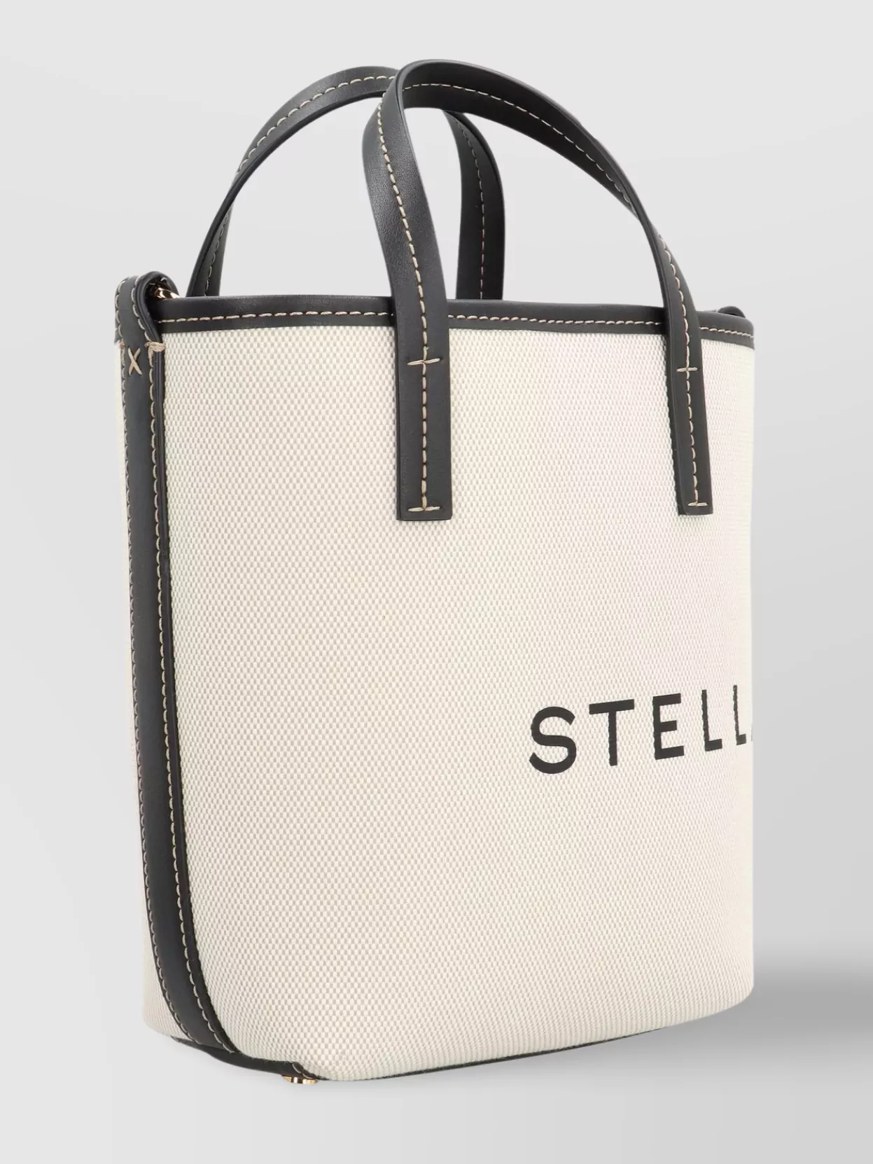 Stella Mccartney Leather Strap Canvas Tote Bag