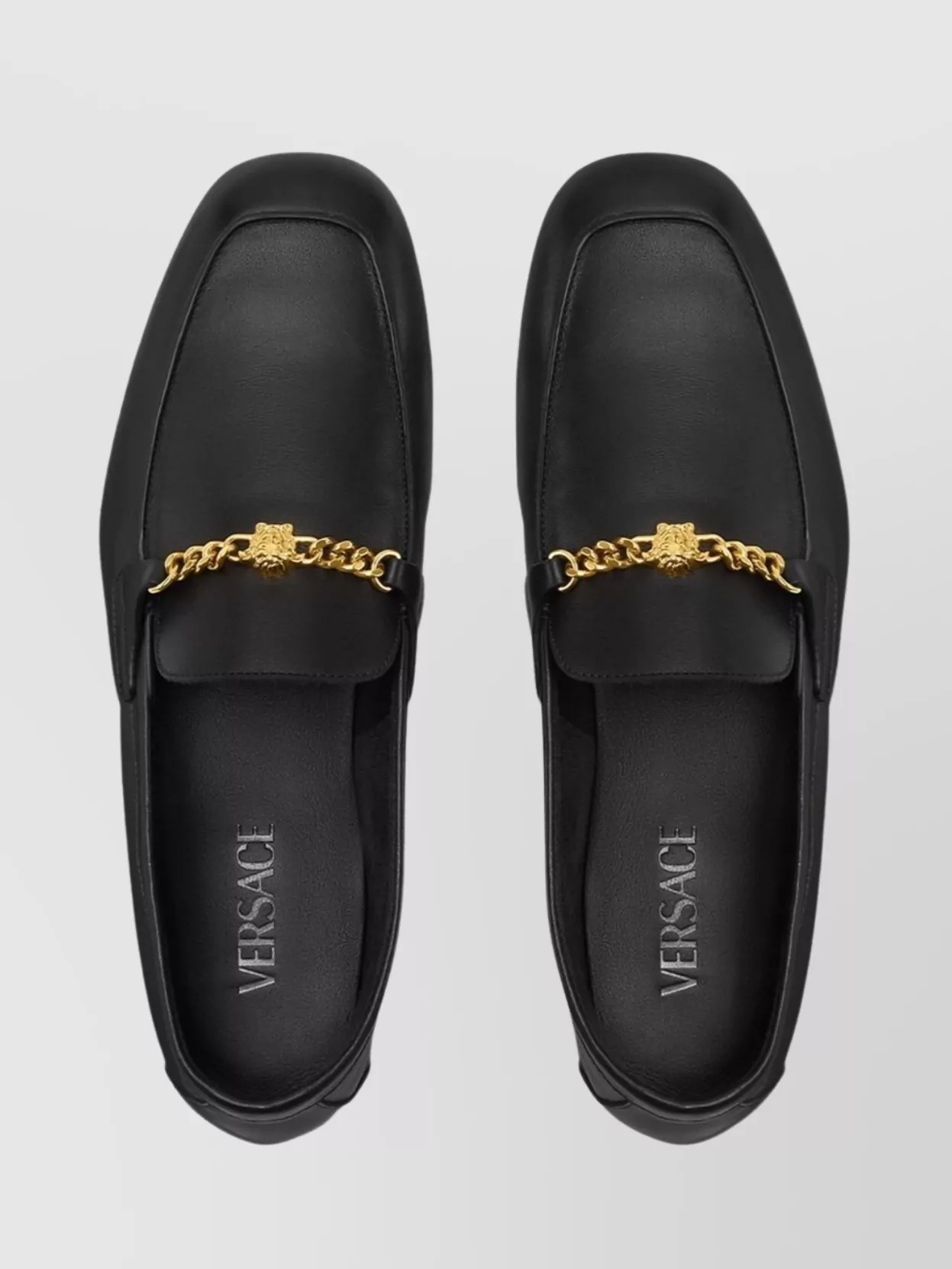 Versace Loafers With Chain Detail And Gold-tone Hardware In Multi