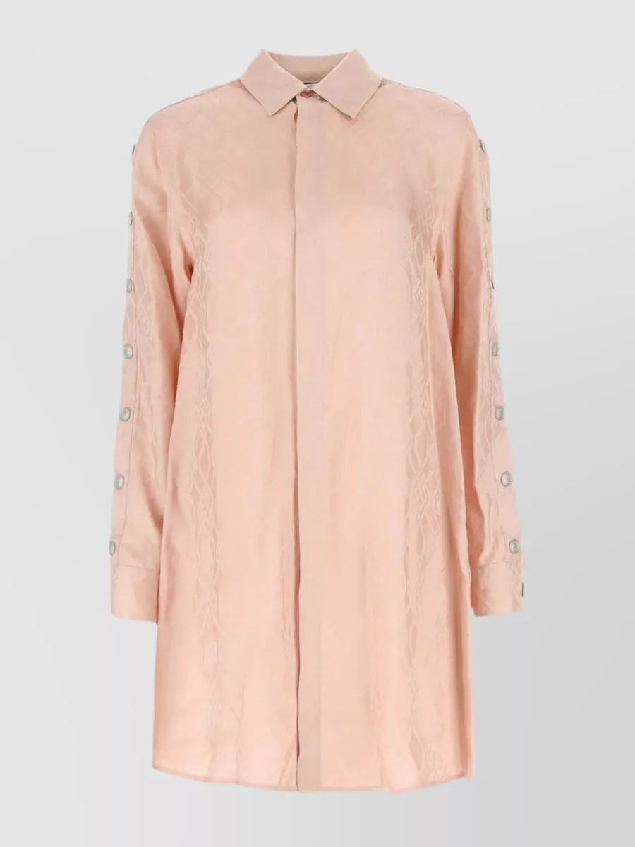 Shop Koché Intricately Embroidered Satin Shirt Dress In Pastel