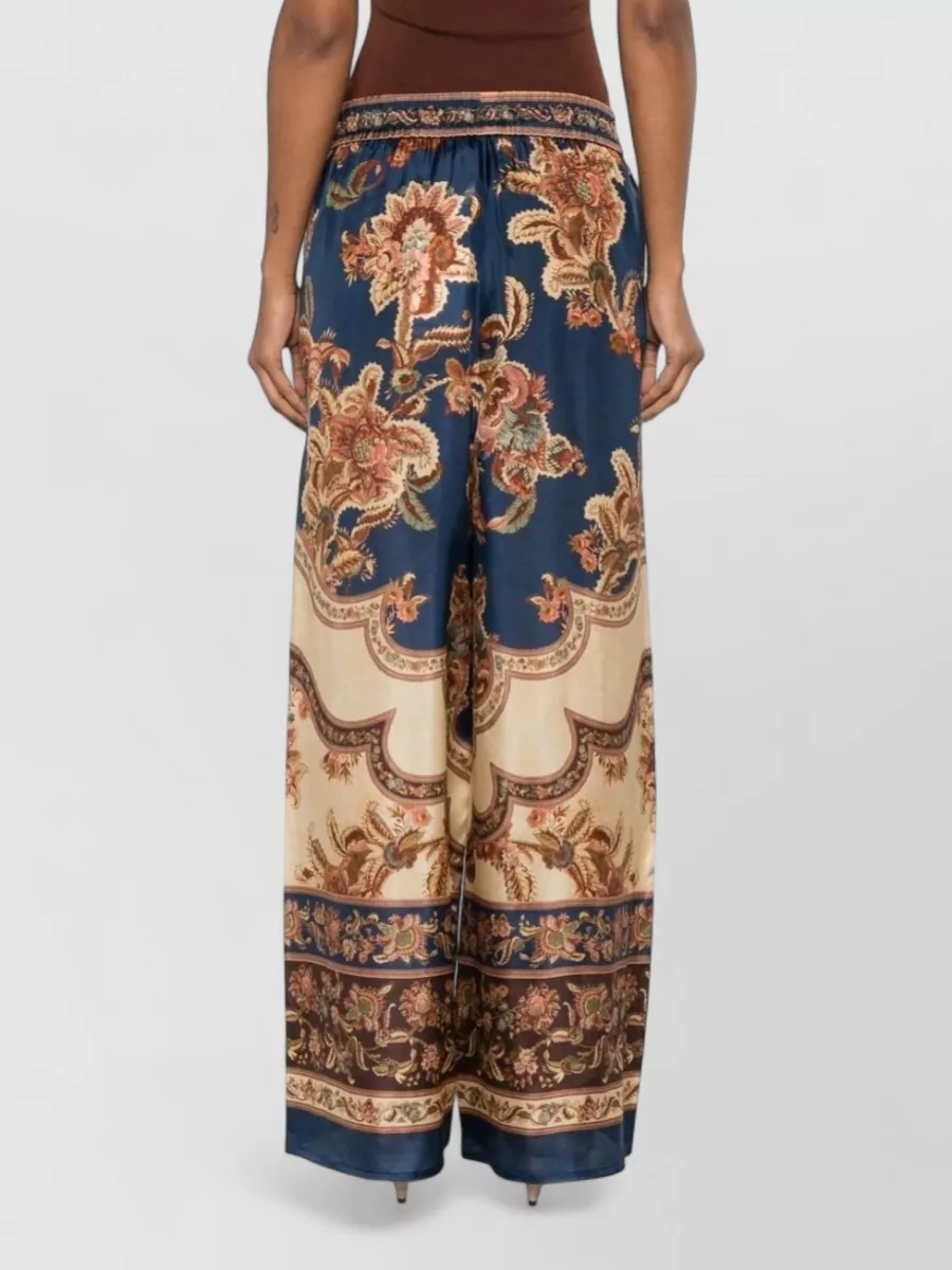 Zimmermann Silk Printed Mid-Rise Wide-Leg Trousers