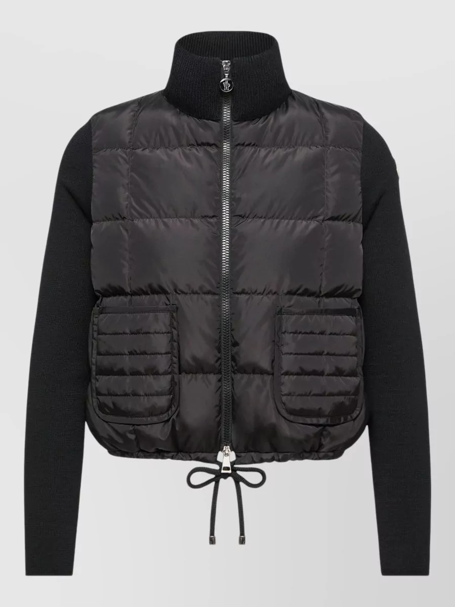 Moncler wool quilted padded zip-up cardigan
