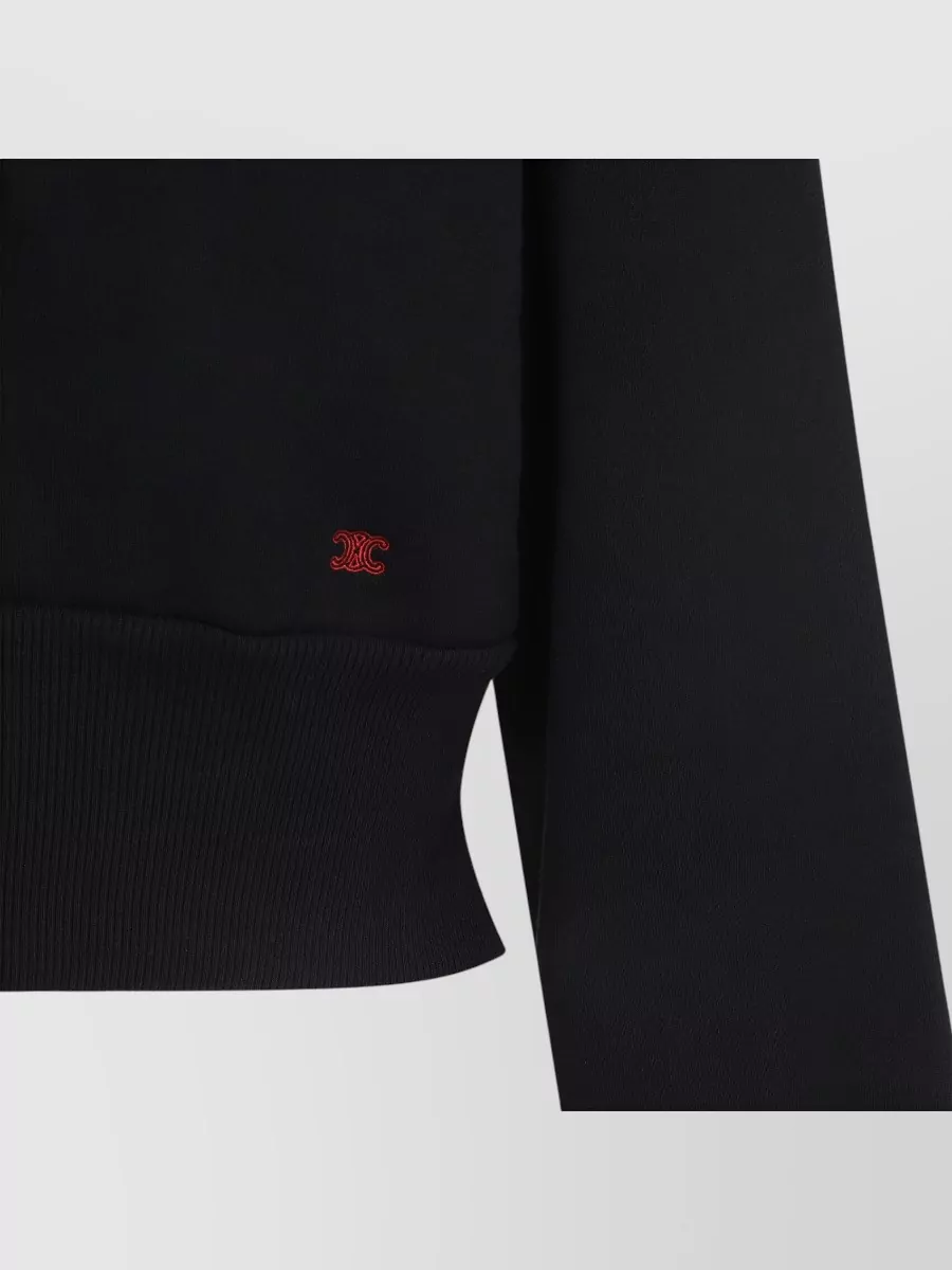 Celine Cropped Logo-Print Cotton Hoodie